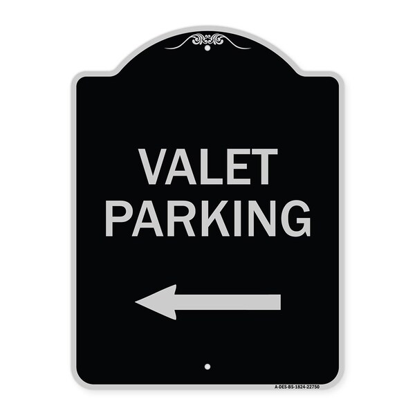 Valet Parking with Left Arrow Heavy-Gauge Aluminum Architectural Sign, 24" x 18", BS-1824-22750